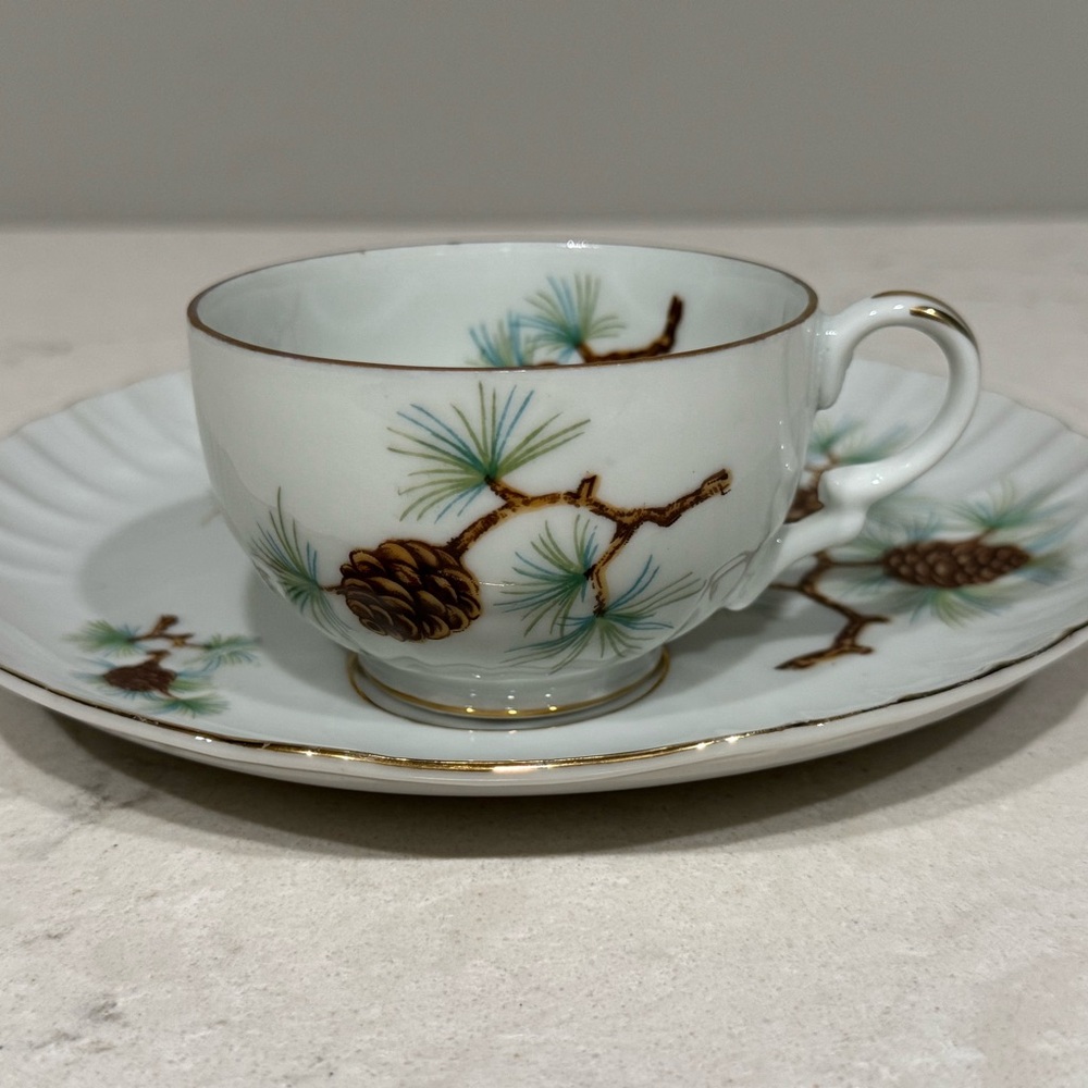 Vintage Norcrest Pinecone Teacup and Luncheon Plate